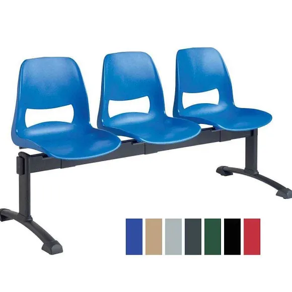 Hot RETIF Chaise Coque En Plastique Sur Poutre 3 Places - Coloris : Noir