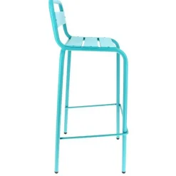 Fashion RETIF Chaise De Bar D'Ext Rieur Empilable Avignon En Aluminium Finition Bleu Agata (3)