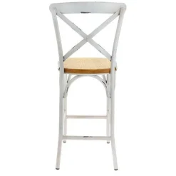 Cheap RETIF Chaise De Bar D'Int Rieur Ontario En Acier Et Bois Finition Vintage Blanc