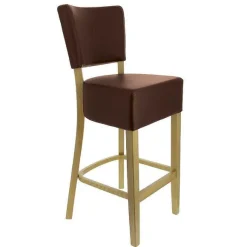 New RETIF Chaise De Bar D'Int Rieur Amsterdam Bois Naturel, Tapiss E Simili Cuir Chocolat