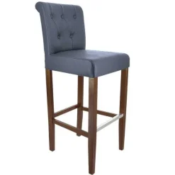 Best Sale RETIF Chaise De Bar D'Int Rieur Etoile Dossier Capitonn Simili Cuir Gris - Par 2