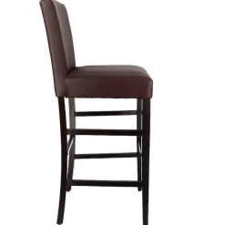 Shop RETIF Chaise De Bar D'Int Rieur S Ville En Bois Tapiss E D'Un Simili Cuir Chocolat