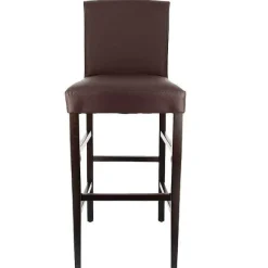 Shop RETIF Chaise De Bar D'Int Rieur S Ville En Bois Tapiss E D'Un Simili Cuir Chocolat