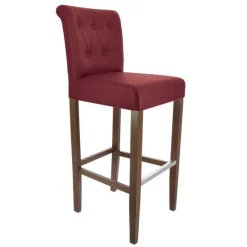 Fashion RETIF Chaise De Bar D'Int Rieur Etoile Dossier Capitonn Simili Cuir Bordeaux - Par 2
