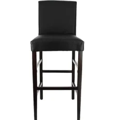 Best RETIF Chaise De Bar D'Int Rieur S Ville En Bois Tapiss E D'Un Simili Cuir Noir