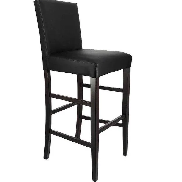 Best RETIF Chaise De Bar D'Int Rieur S Ville En Bois Tapiss E D'Un Simili Cuir Noir