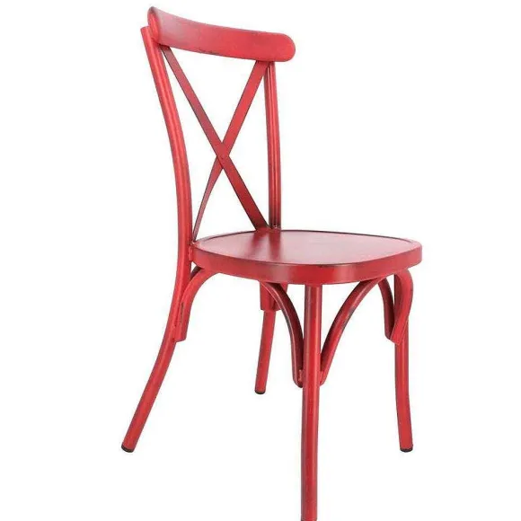 Best Sale RETIF Chaise D'Ext Rieur Empilable Bayonne En Aluminium Finition Rouge Effet Vintage