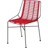 Best Sale RETIF Chaise Diego - Rotin Design - Bambou - Rouge - 83,5 X 51 X 57