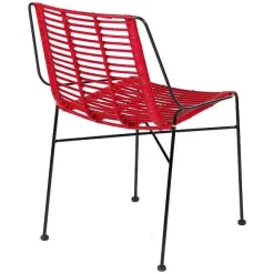 Best Sale RETIF Chaise Diego - Rotin Design - Bambou - Rouge - 83,5 X 51 X 57