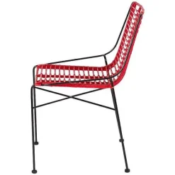 Best Sale RETIF Chaise Diego - Rotin Design - Bambou - Rouge - 83,5 X 51 X 57
