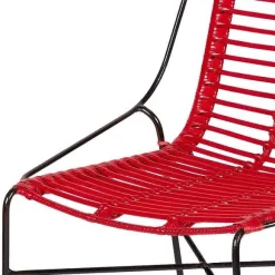 Best Sale RETIF Chaise Diego - Rotin Design - Bambou - Rouge - 83,5 X 51 X 57