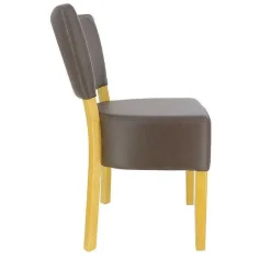Clearance RETIF Chaise D'Int Rieur Amsterdam Bois Naturel, Tapiss E Simili Cuir Chocolat - Par 2