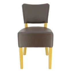 Clearance RETIF Chaise D'Int Rieur Amsterdam Bois Naturel, Tapiss E Simili Cuir Chocolat - Par 2
