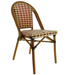Flash Sale RETIF Chaise Ext Rieure Empilable Beaulieu Assise/Dossier Tress S Beige/Bordeaux/Cr Me