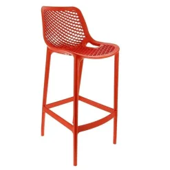 New RETIF Chaise Haute De Bar Empilable D'Ext Rieur En Polypropyl Ne Air Coloris Rouge (4)