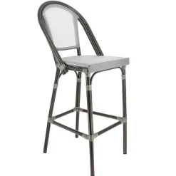 Shop RETIF Chaise Haute De Bar Empilable D'Ext Rieur En Aluminium Textyl Ne Biarritz Gris