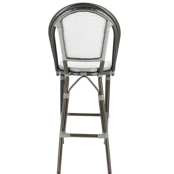 Shop RETIF Chaise Haute De Bar Empilable D'Ext Rieur En Aluminium Textyl Ne Biarritz Gris