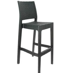 Cheap RETIF Chaise Haute De Bar Empilable D'Ext Rieur En R Sine Cuba Coloris Gris Fonc (4)