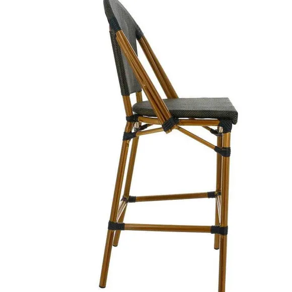 Store RETIF Chaise Haute De Bar Empilable D'Ext Rieur En Aluminium Textyl Ne Biarritz Bronze