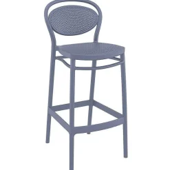 Store RETIF Chaise Haute Empilable D'Ext Rieur En Polypropyl Ne Venise Coloris Gris Fonc (4