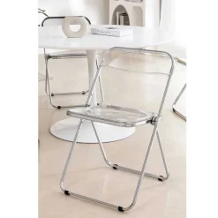 Cheap RETIF Chaise Pliante Transparente Et Chrom E 47,5X49,5X76,5Cm Par 4