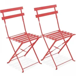 Cheap RETIF Chaises Pliante Rome Acier Rouge 42X46X82 Cm- Par 2
