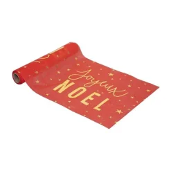 Sale RETIF Chemin De Table Tissu Rouge Imprim Joyeux No L Dor 28X500Cm