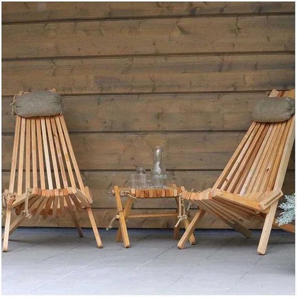 Cheap RETIF Chilienne En Bois Ecochair Avec Coussin (Lot De 2) Bois D'Aulne