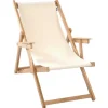 Best RETIF Chilienne Transat Bois D'Eucalyptus Tissu 100% Coton Elvas