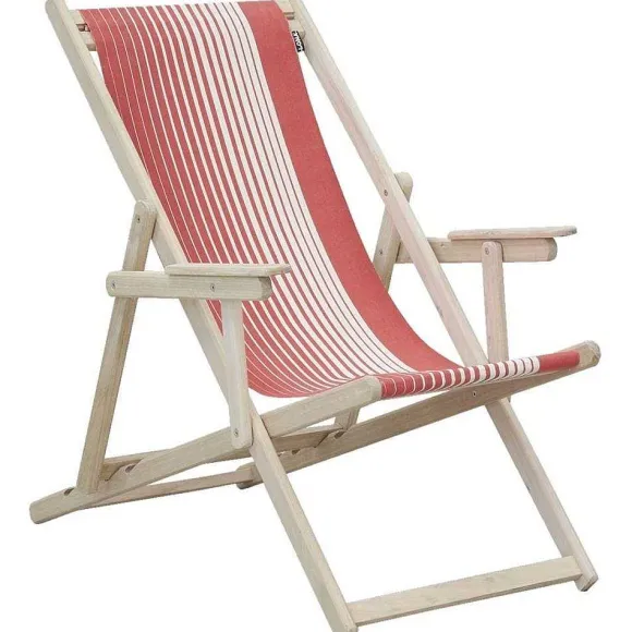 Best RETIF Chilienne Transat Bois D'Eucalyptus Tissu 100% Coton Elvas