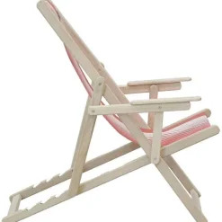 Best RETIF Chilienne Transat Bois D'Eucalyptus Tissu 100% Coton Elvas