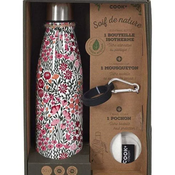 Cheap RETIF Coffret Bouteille Isotherme 50Cl Avec Mousqueton Fleurie