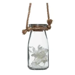 New RETIF Compo Artificielle De 3 Roses Blanches Dans 3 Vases En Verre Li S Par Une Corde