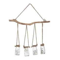 New RETIF Compo Artificielle De 3 Roses Blanches Dans 3 Vases En Verre Li S Par Une Corde