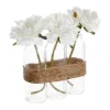 Cheap RETIF Compo Artificielle De 3 Roses Blanches Dans 3 Vases En Verre Li S Par Une Corde