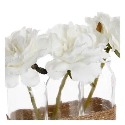 Cheap RETIF Compo Artificielle De 3 Roses Blanches Dans 3 Vases En Verre Li S Par Une Corde