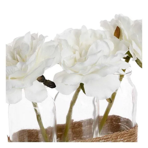 Cheap RETIF Compo Artificielle De 3 Roses Blanches Dans 3 Vases En Verre Li S Par Une Corde