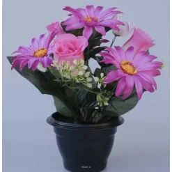 Store RETIF Composition Fleurs Artificielles Cimeti Re Pot Roses Et Gerberas H28Cm D30Cm