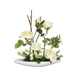 Store RETIF Composition Florale Artificielle Roses Dans Une Coupelle En C Ramique
