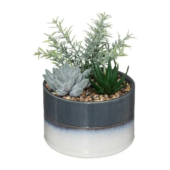 Sale RETIF Composition Florale Artificielle Pot En C Ramique Bicolore H17.5Cm