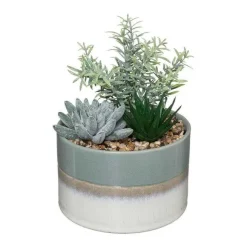 Cheap RETIF Composition Florale Artificielle Pot En C Ramique Bicolore H17.5Cm