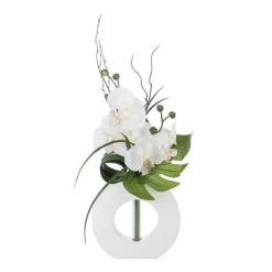 Hot RETIF Composition Florale D'Orchid Es Artificielles Vase Blanc En C Ramique H45Cm