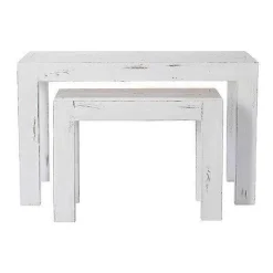 Sale RETIF Console H Ritage L118Xp39Xh75Cm + L79Xp29Xh60Cm - Blanc Patin - Par 2