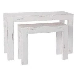 Sale RETIF Console H Ritage L118Xp39Xh75Cm + L79Xp29Xh60Cm - Blanc Patin - Par 2