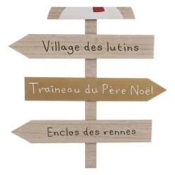 Outlet RETIF D Co De No L Pancarte En Bois Clair Avec Renne Rouge Et Dor H120Cm