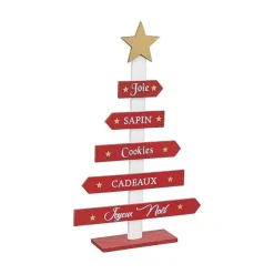 Store RETIF D Co De No L Pancarte Rouge Sapin En Bois H35Cm