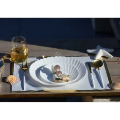 Fashion RETIF Dessous D'Assiette Jetable 31.5X45Cm Blanc Et Dore Rouleau 32Pi Ces