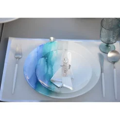 Best RETIF Dessous D'Assiette Jetable 31.5X45Cm Blanc Et Argent Rouleau 32 Pi Ces