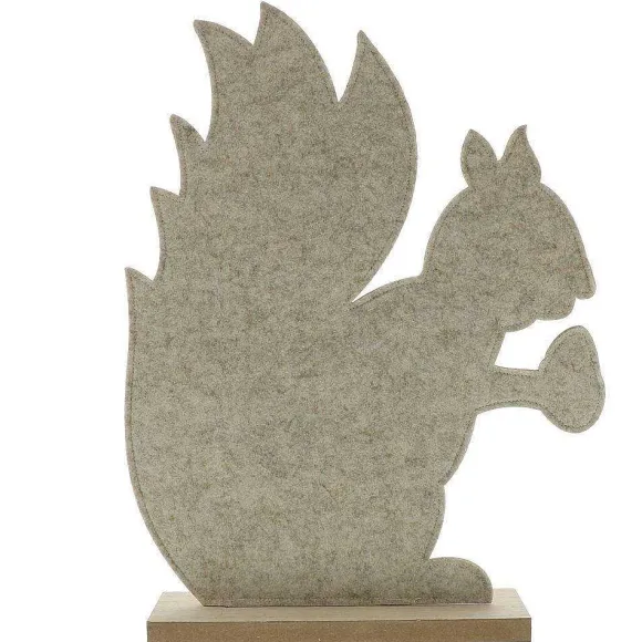 Cheap RETIF Ecureuil En Feutrine Beige Sur Socle En Bois L 40 X P 10 X H 53Cm