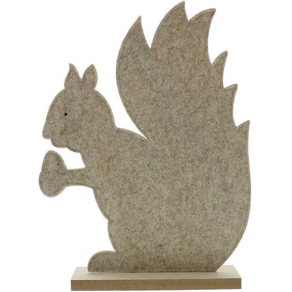 Cheap RETIF Ecureuil En Feutrine Beige Sur Socle En Bois L 40 X P 10 X H 53Cm